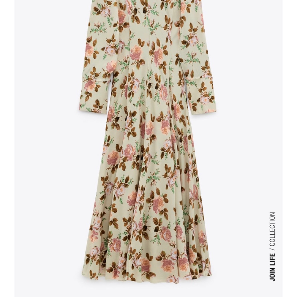 Zara Cream Floral Print Dress XS And M - Picture 5 of 9